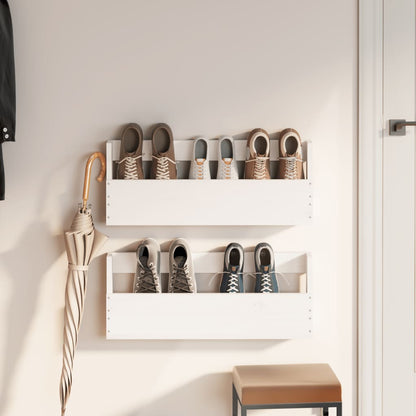Set of 2 Modern 23" Wall Mounted Pine Shoe Cabinet