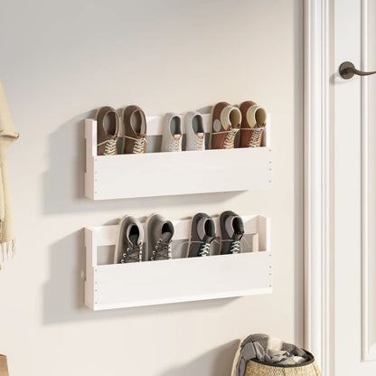 Set of 2 Modern 23" Wall Mounted Pine Shoe Cabinet