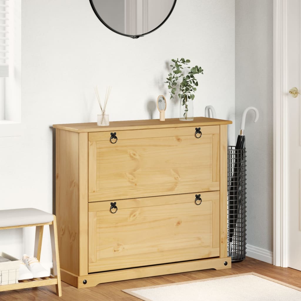 4 Drawers Natural Pine Wood Shoe Cabinet Small & Medium & Tall