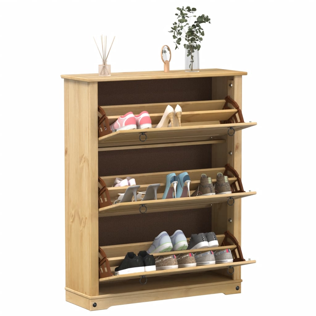 4 Drawers Natural Pine Wood Shoe Cabinet Small & Medium & Tall