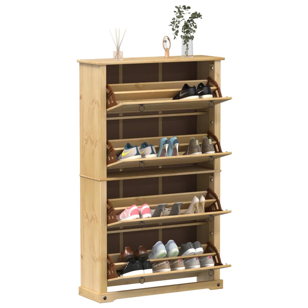 4 Drawers Natural Pine Wood Shoe Cabinet Small & Medium & Tall
